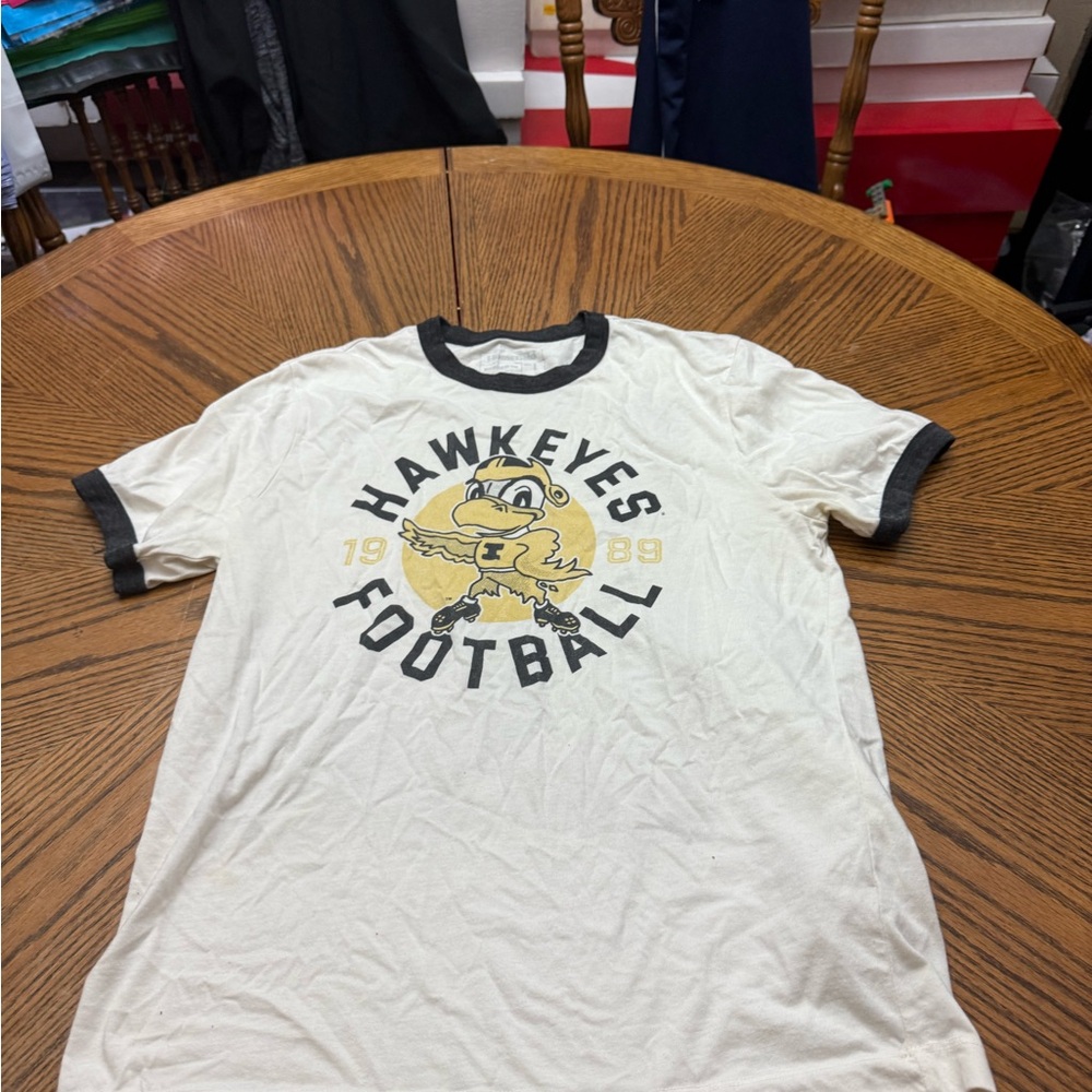 Cream and Black Vintage Football Tee